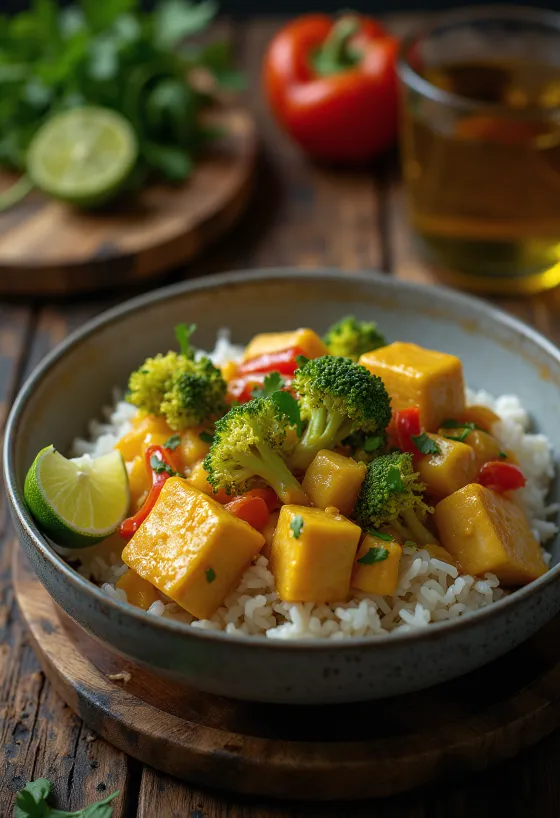Grönsakscurry med tofu och ris