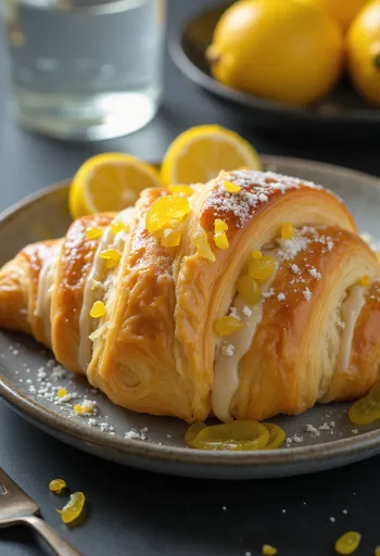 Croissant med kanderad citron serverad