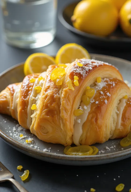 Croissant med kanderad citron serverad