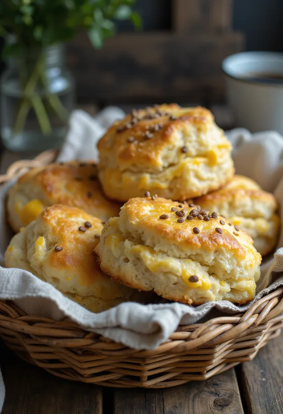 Kummin- och ostbullar serverade