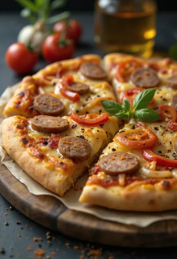 Ungersk pizza med rökt korv och gräddfil