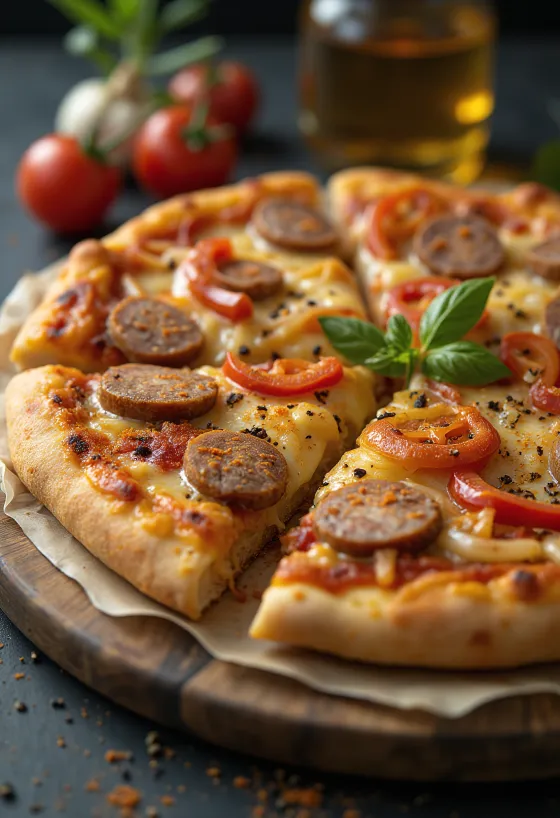 Ungersk pizza med rökt korv och gräddfil