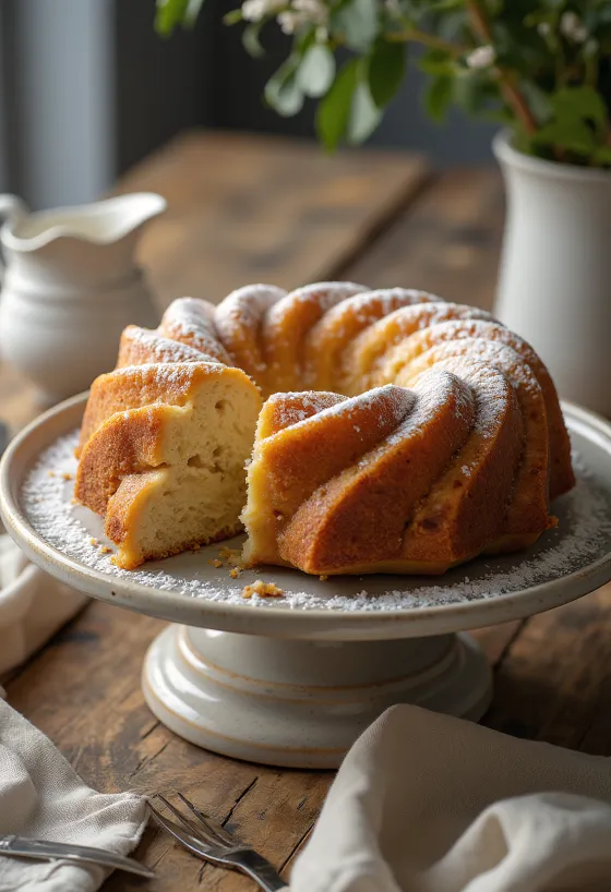 Äpple- och banankaka serverad