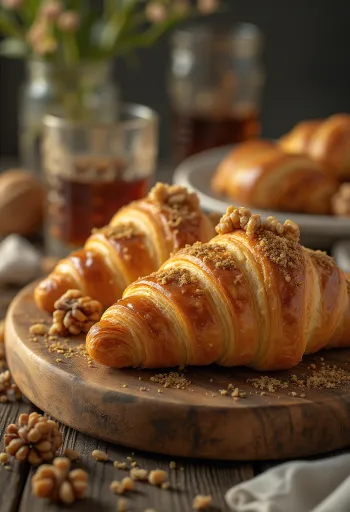 Serverad croissant med rom och valnötter