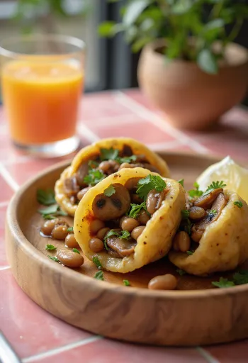 Acarajé med svamp i gyllenbrunt friterad deg