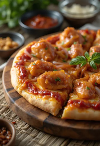 Barbecue chicken pizza med grillad kyckling och rödlök