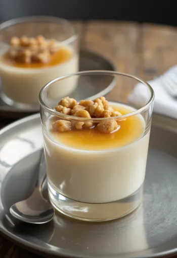 Panna cotta med honung och valnötter i glas