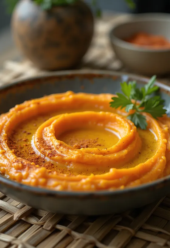 Pikant morotshummus serverad