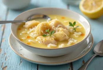 Avgolemono med kycklingbröst, ägg- och citronsoppa med rik kyckling och ris