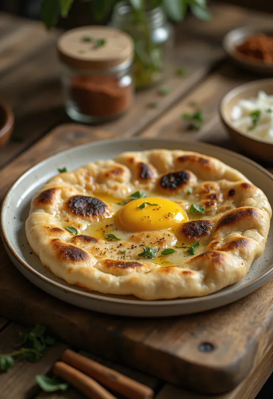 Naanbröd med kanel och kardemumma serverad