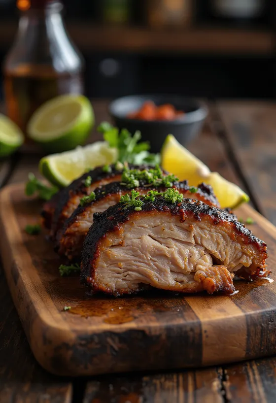 Jerk pork serverad med ris och bönor