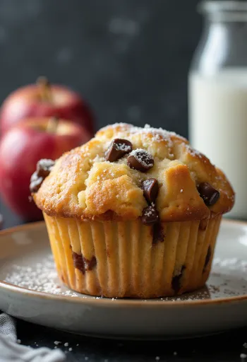 Äpple- och chokladmuffins serverade
