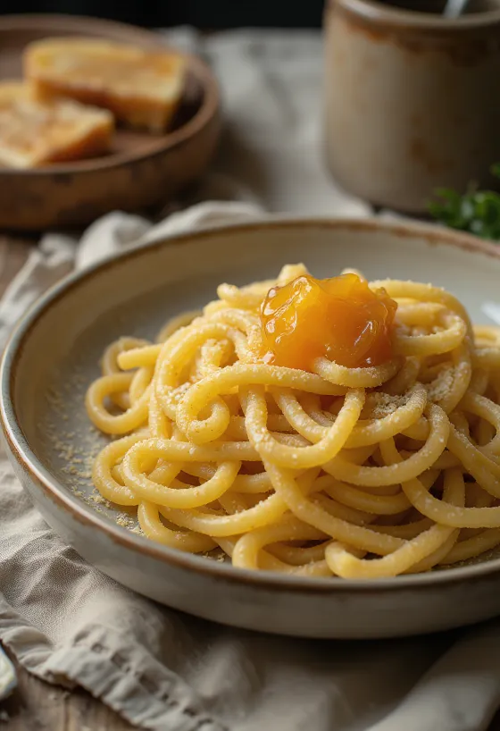 Mannagrynspasta strösslad med florsocker och sylt