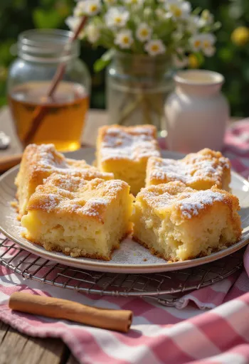 Mjuk honungs- och kanelkaka på fat