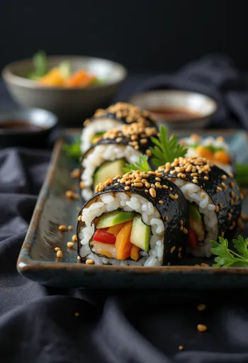 Nude gimbap, med avokado, morot och gurka