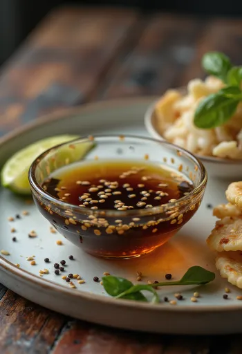 Sesam- och sojasås med lime serverad