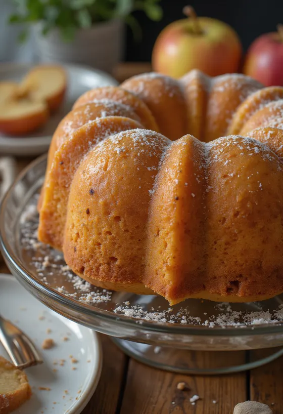 Äppel- och kanelkuglof serverad