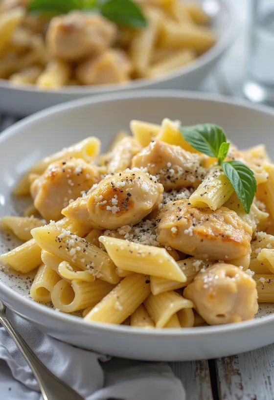 Kycklingpasta med krämig sås och färska örter