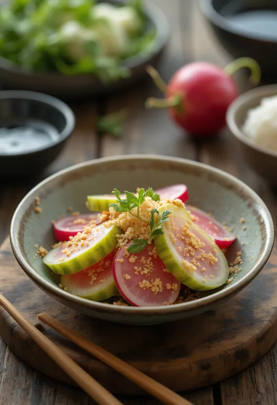 Nukazuke, fermenterade grönsaker i skål, med olika färgglada grönsaker och risvinägerspasta