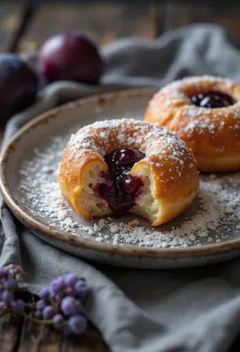 Munkar med plommonsylt serverade