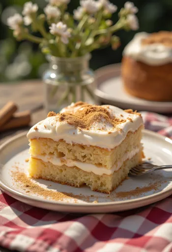 Kanelgräddtårta serverad i bitar