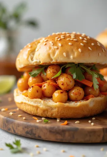 Kryddig bao bun med kikärtor serverad