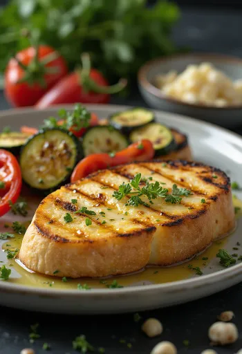 Grillad Leipäjuusto med grönsaker och färsk persilja