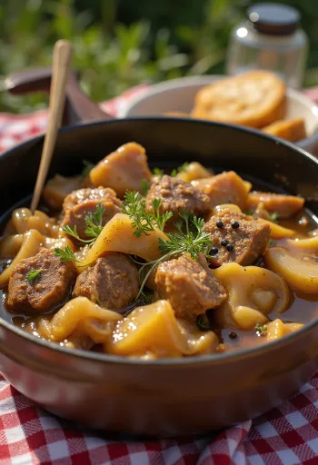 Karjalanpaisti serverad med kokt potatis