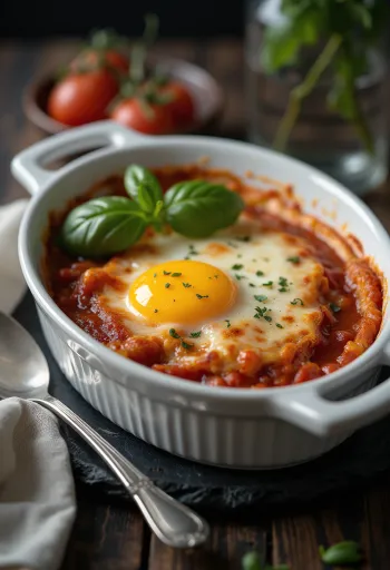 Glutenfri parmigiana med stekt aubergine, tomatsås och smält ost