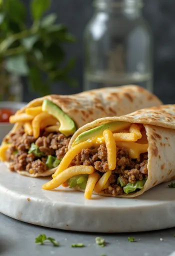 California burrito fylld med pommes frites, nötkött och ost