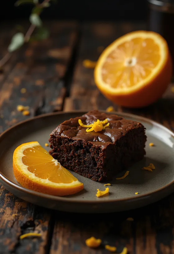 Apelsinbrownie serverad