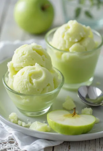 Hemgjord sorbet på gröna äpplen