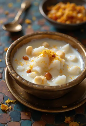 Tender coconut payasam, en indisk kokosdessert i en skål