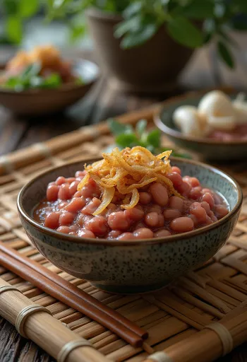 Lobio med röda bönor, serverad med färsk koriander