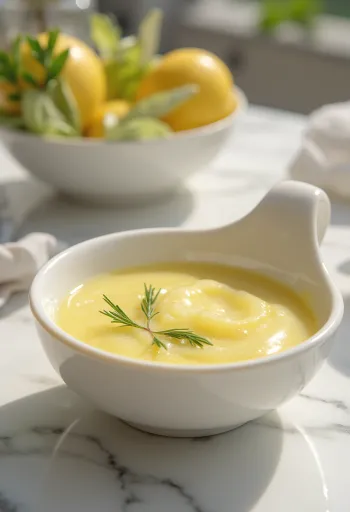 Rosmarin- och citronsås serverad till grillad fisk