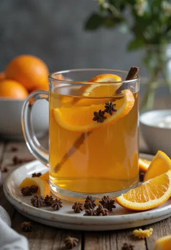 Apelsin- och nejlikcider i glas