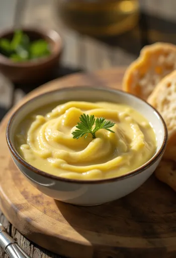 Aioli vitlökssås serverad med färskt bröd