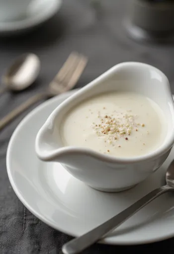 Gräddig rosmarinsås serverad