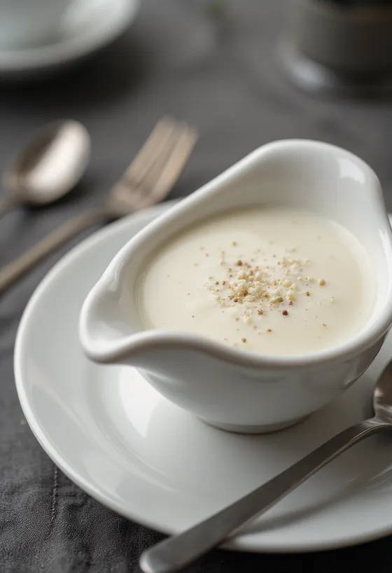 Gräddig rosmarinsås serverad