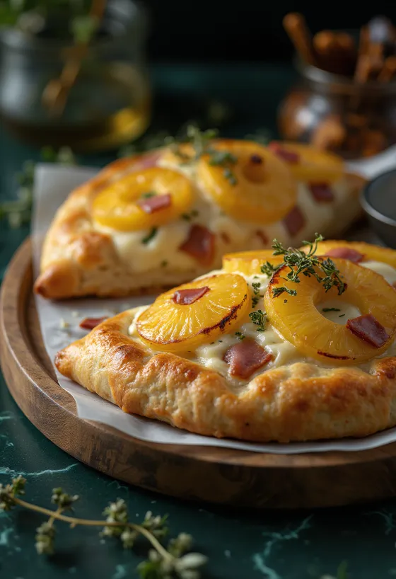Nygräddad calzone med ananas och rökt skinka