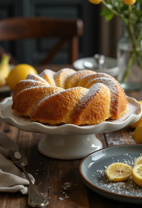Banan- och citronkuglof serverad