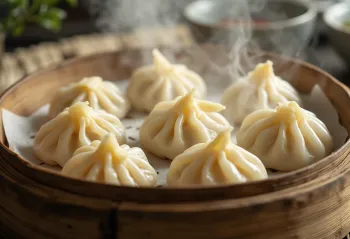 Potatisfylld momo, ångad och serverad