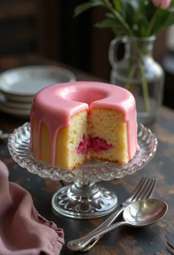 Punschtårta serverad