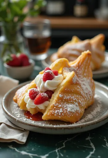 Taiyaki med vispgrädde och färsk frukt