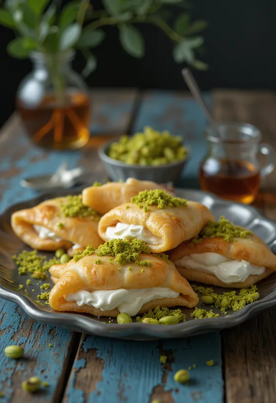 Atayef arabisk pannkaka serverad