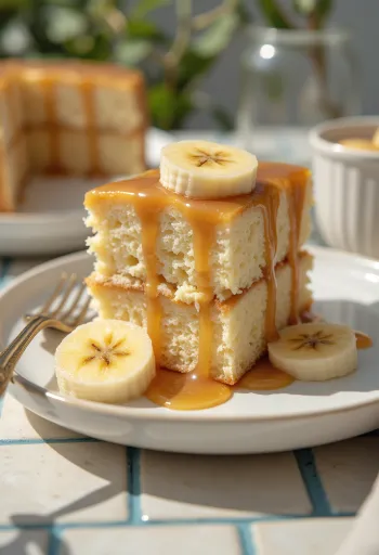 Banan- och kolatårta serverad