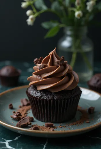Chokladtryffel-cupcakes serverade
