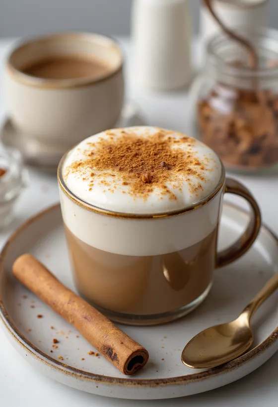 Kryddig chai latte serverad i mugg