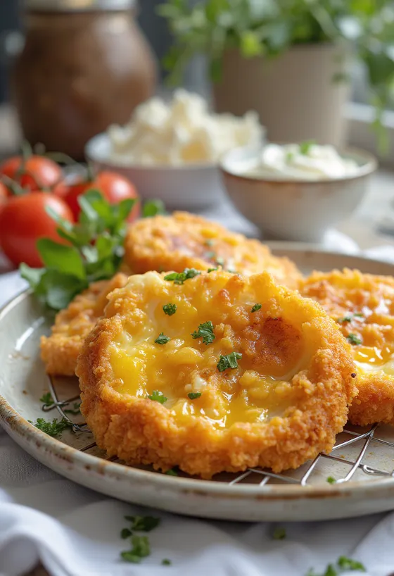 Panerad aubergine i krispig panering, stekt gyllenbrun