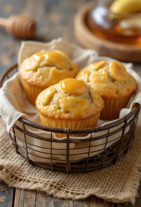Banan- och honungsmuffins serverad